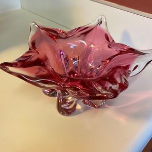 Czechoslovakian pink glass - star bowl